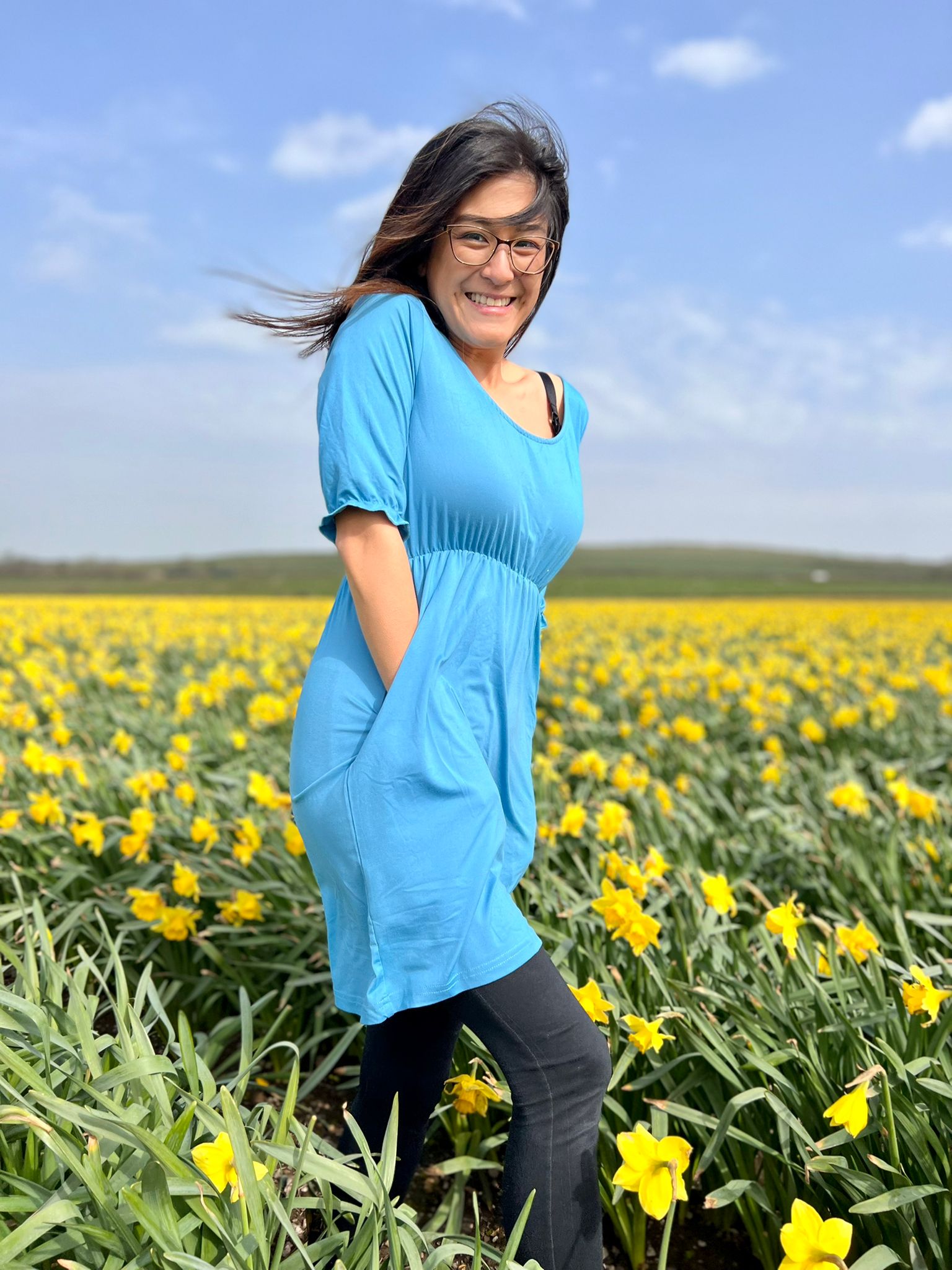 Petite Blue Dress with Pockets | Flattering Fit | UK Petite Women’s Dress