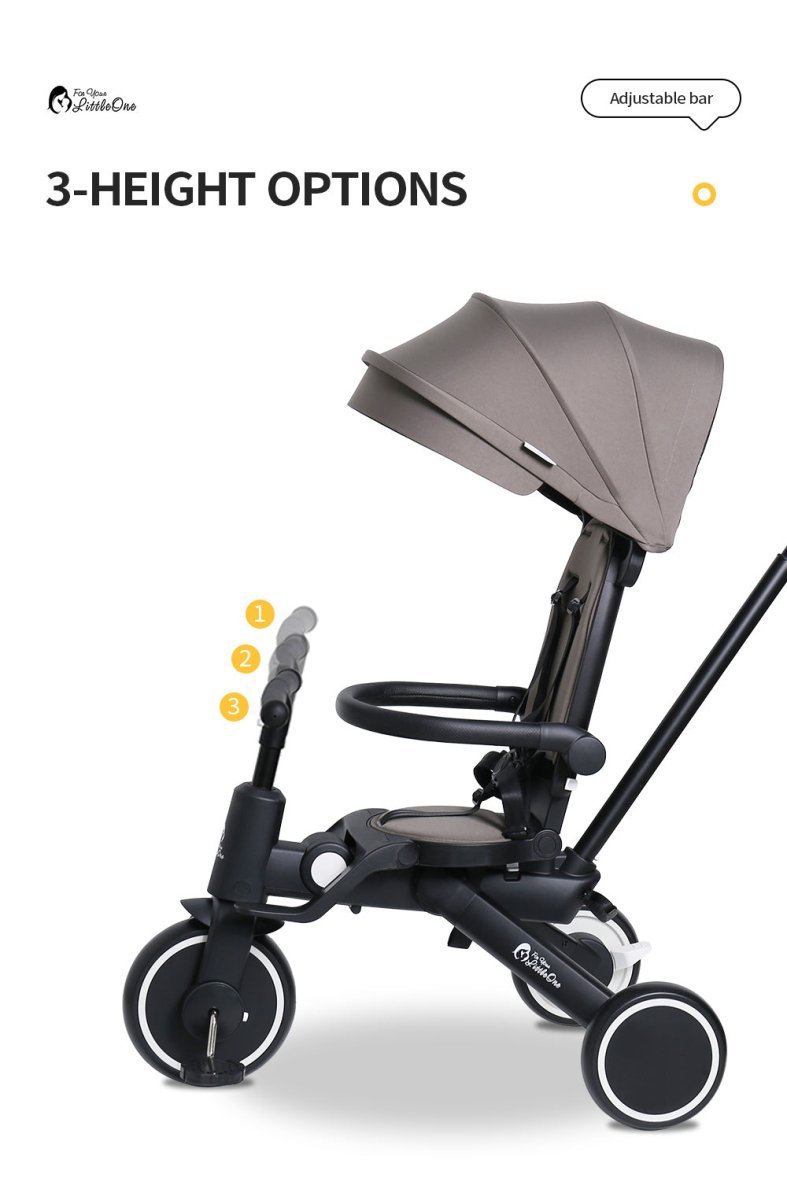 Foryourlittleone Xplor 6 in 1 Foldable Trike - Grey Olive (10m-4y)