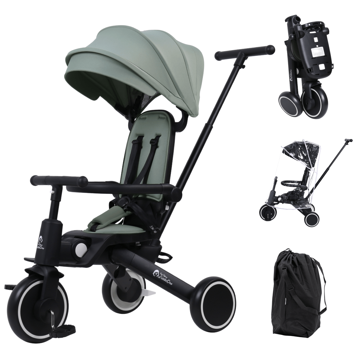 Foryourlittleone Xplor Plus 6 in 1 Foldable Trike - Green (10m-4y)-0