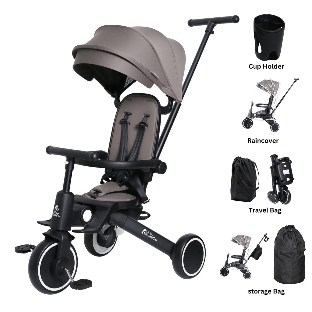Foryourlittleone Xplor Ultimate 6 in 1 Foldable Trike - Grey Olive (10m-4y)-0